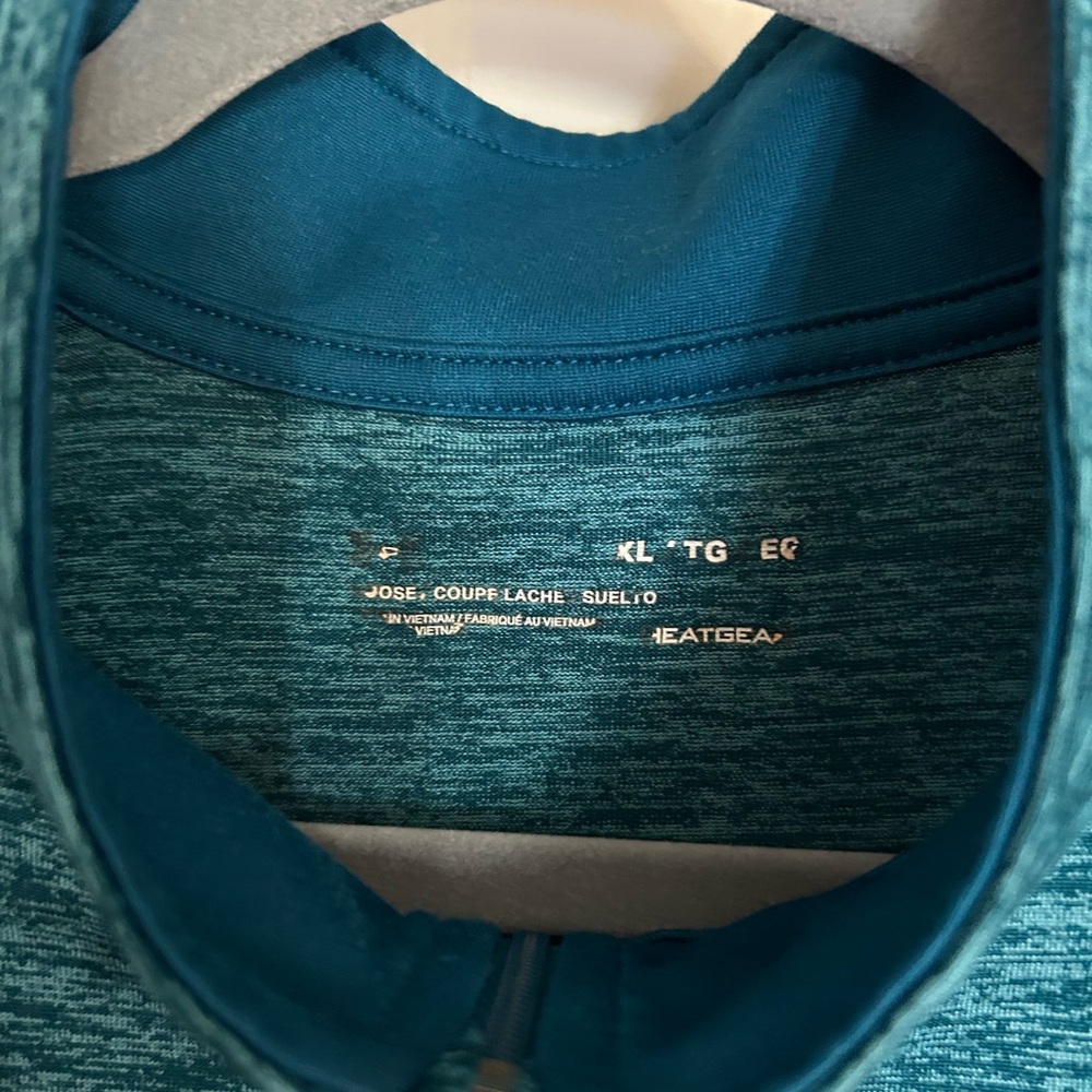 Under Armour Teal Quarter-Zip Long Sleeve Heatgear Pullover - XL - Picture 4 of 7